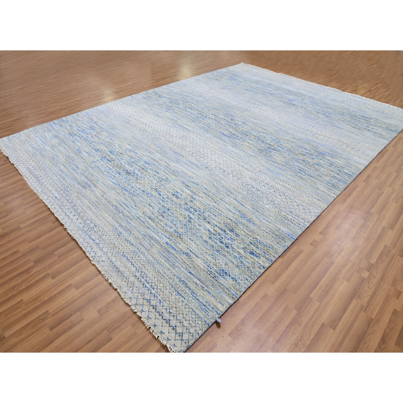 10'x14'1" Cadet Grey Dyed Wool Hand Knotted Chiaroscuro Collection Rug 21AF18D145C34FA69CF3A6CF5AAF1F79