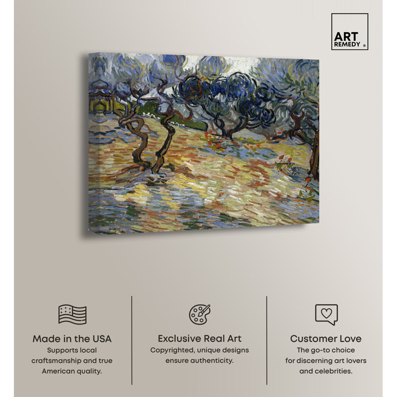 Vincent Van Gogh Olive Trees Fields Canvas Wall Art, 20" x 16"