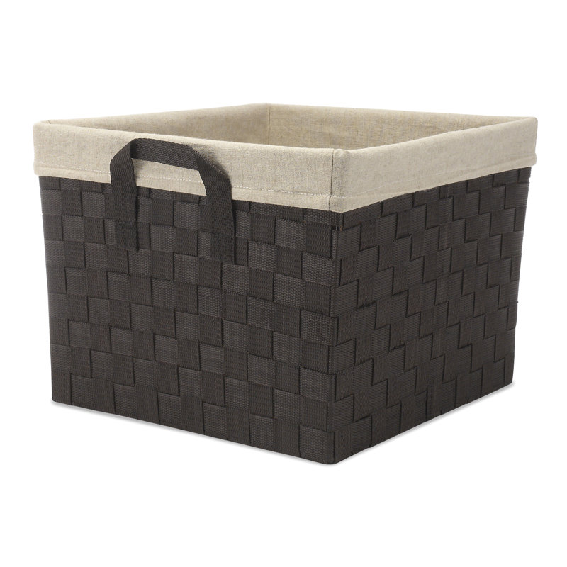 Panier en osier tissé / tissu, H 10,13 po x l 15,25 po x P 13,25 po