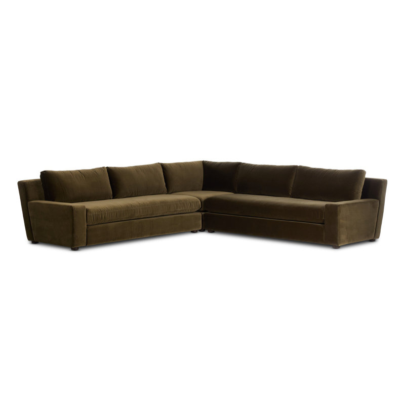Yelena 3PC Sectional-Surrey Olive, Surrey Olive Performance Velvet