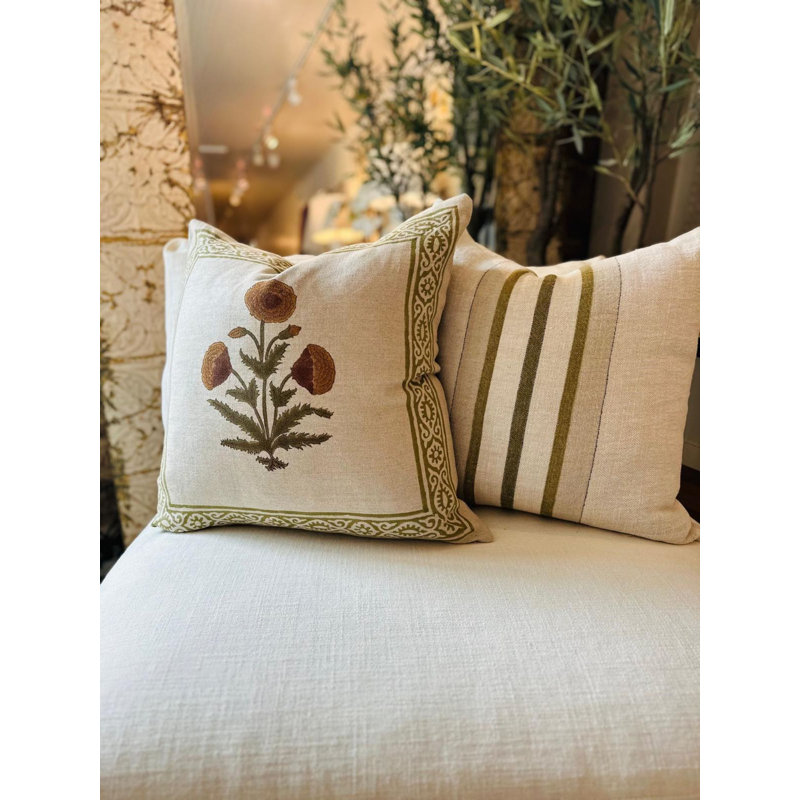 Antwerp Trio Stripe Pillow Cover - 22" x 22", Blue/Brown All-Over Stripe