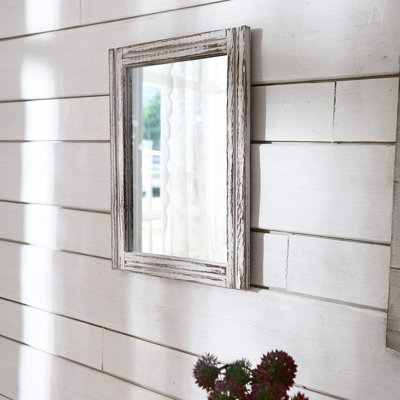 Mirror With Wood Framed Rustic Mirrors For Wall Rectangle Decorative For Bedroom Bathroom Living Room Entryway Farmhouse Hanging
