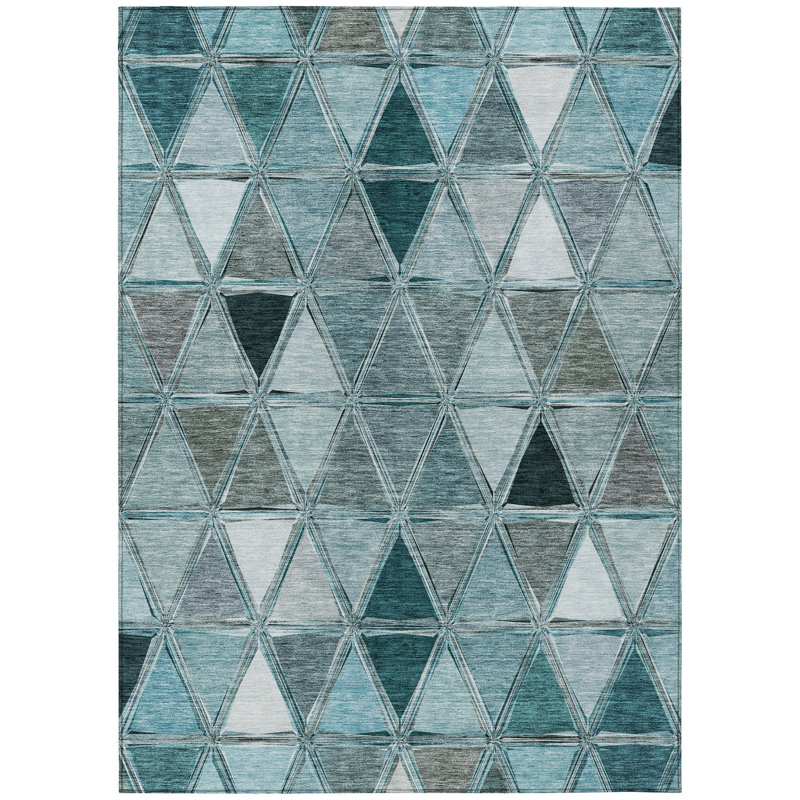 Darmstadt Washable Geometric Indoor / Outdoor Rug, Rectangle 10' x 14'