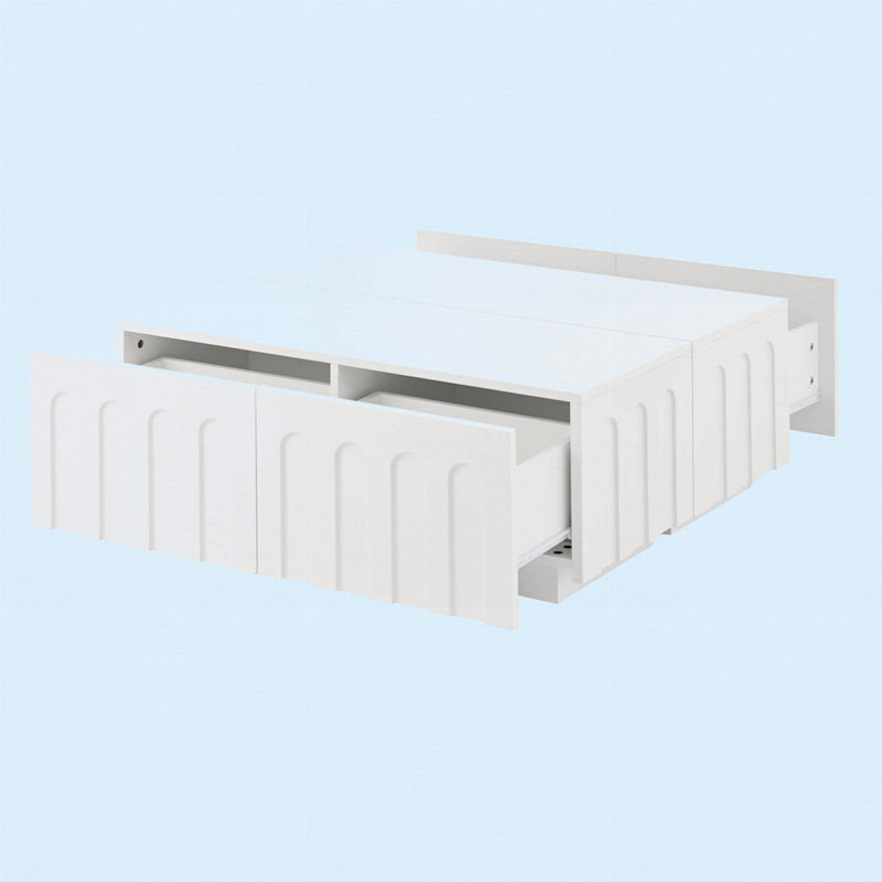 Meuble télé élégant avec design arqué pour téléviseur de 80 po ou moins, Blanc