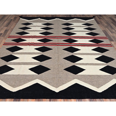 Tapis oriental tissé à la main 8 pi 2 po x 10 pi brun kaki, tissé à la main, 100% laine tissé à la main