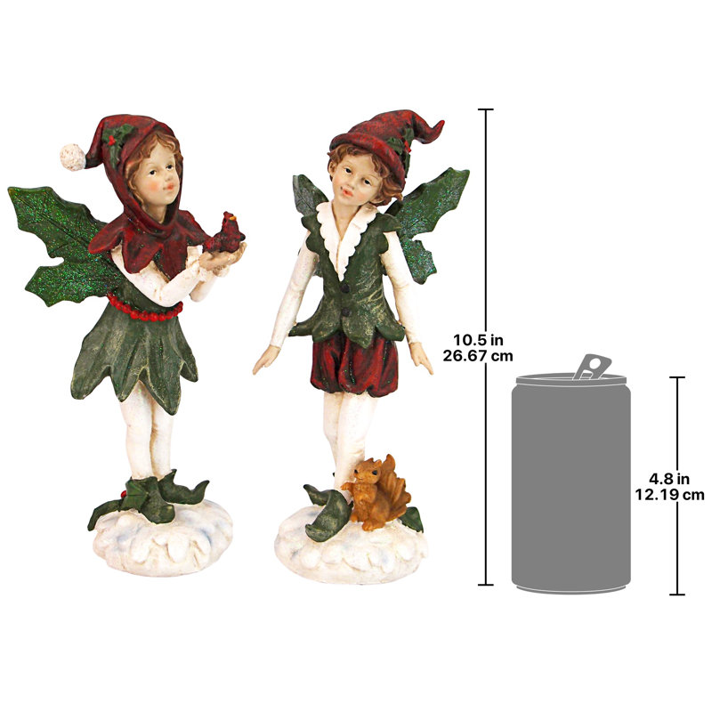Ensemble de 2 figurines Elfes victoriennes du père Noël