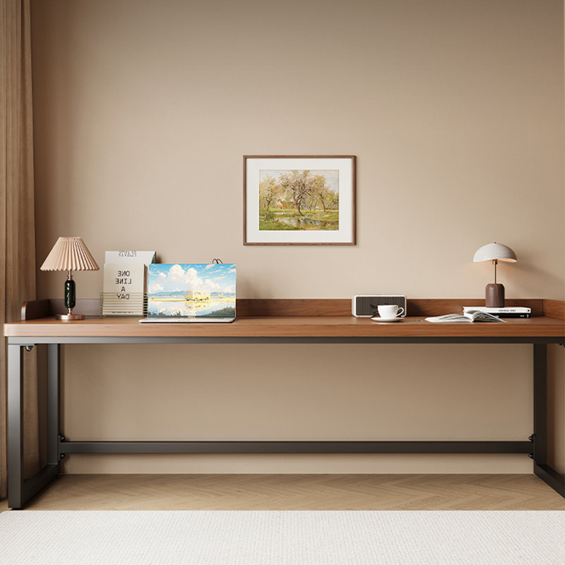 Bureau rectangulaire en bois massif brun clair, Marron clair, H 29,53 po x l 62,99 po x P 27,56 po