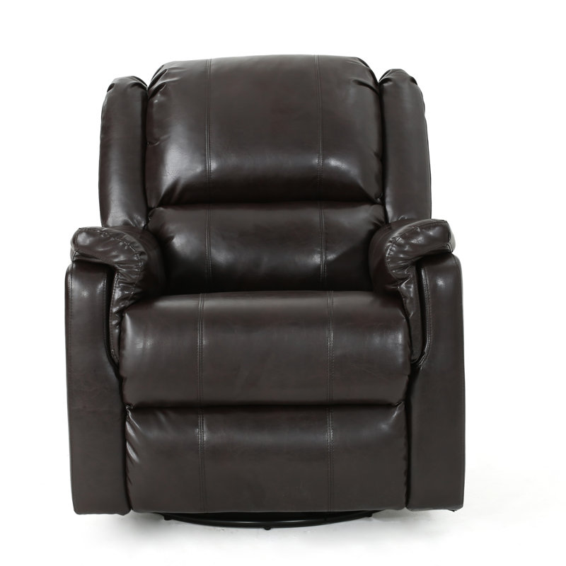 Themba Swivel Recliner, Dark Brown Faux Leather