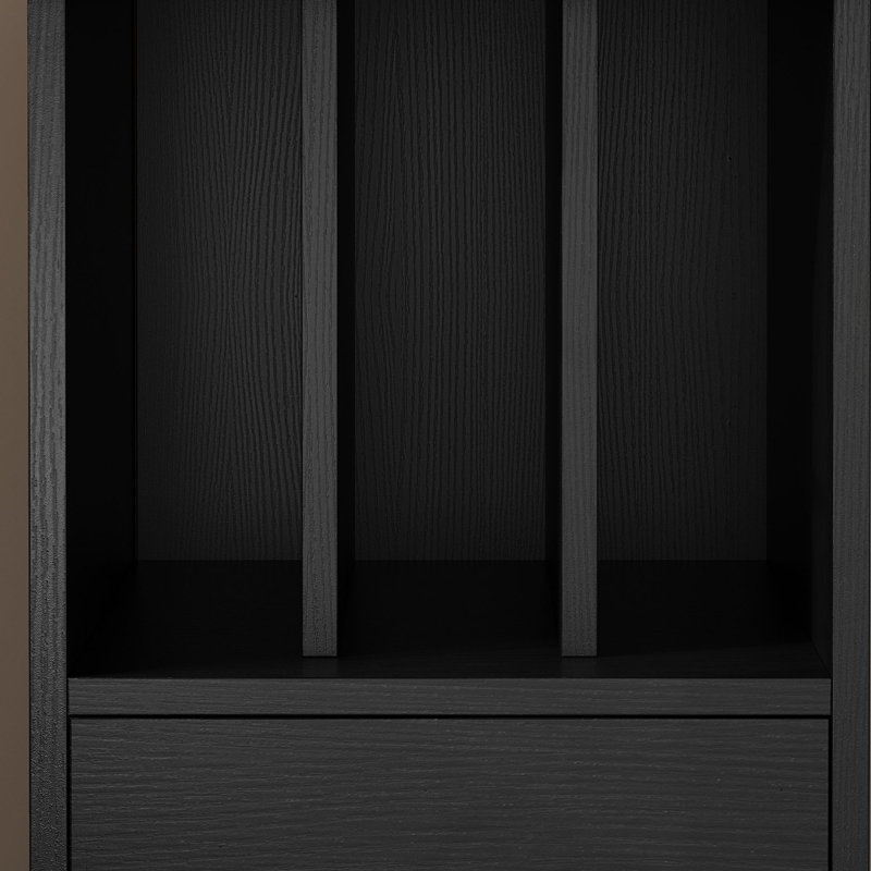 Monge 67'' L-Shape Wood Desk Computer Table with LED Light & Power Outlets, Black