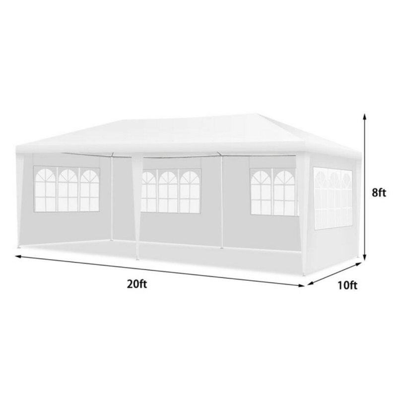 10 x 20 Feet White Canopy Tent with 6 Sidewalls and Carry Bag