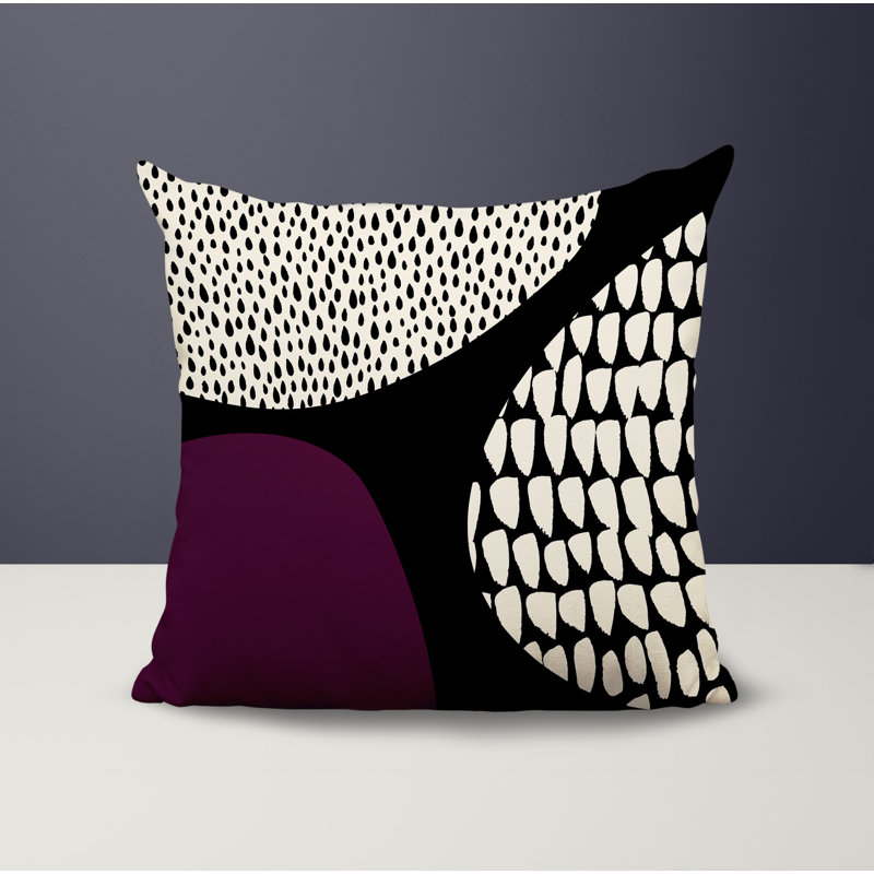 Coussin carré intérieur / extérieur pia, H 15 po x l 15 po, Mauve / noir / blanc cassé
