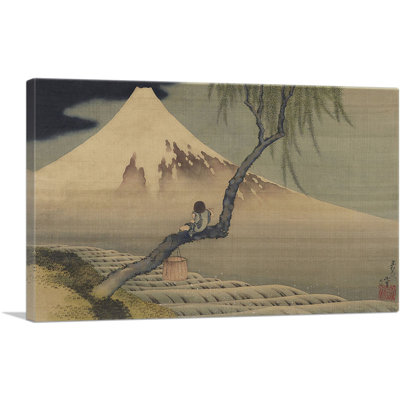 Garçon regardant le mont Fuji 1839 par Katsushika Hokusai - reproduction d'art sur toile tendue