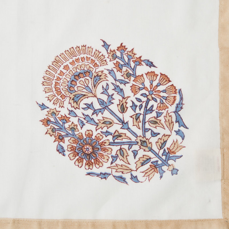  18x18 Inch Set of 4 Cotton Block Printed Cloth Napkins, Saffron