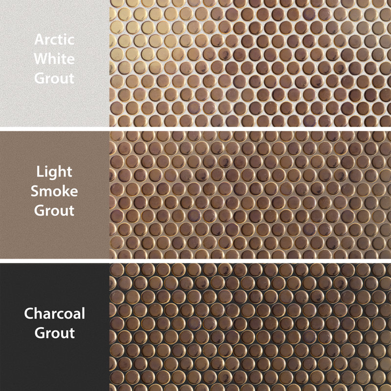 Hudson Penny Round 11-7/8 in. x 12-5/8 in. Porcelain Mosaic Tile