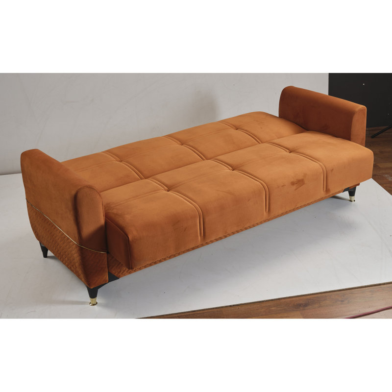 Canapé-lit rembourré avec rangement Rivoka Collection, Orange