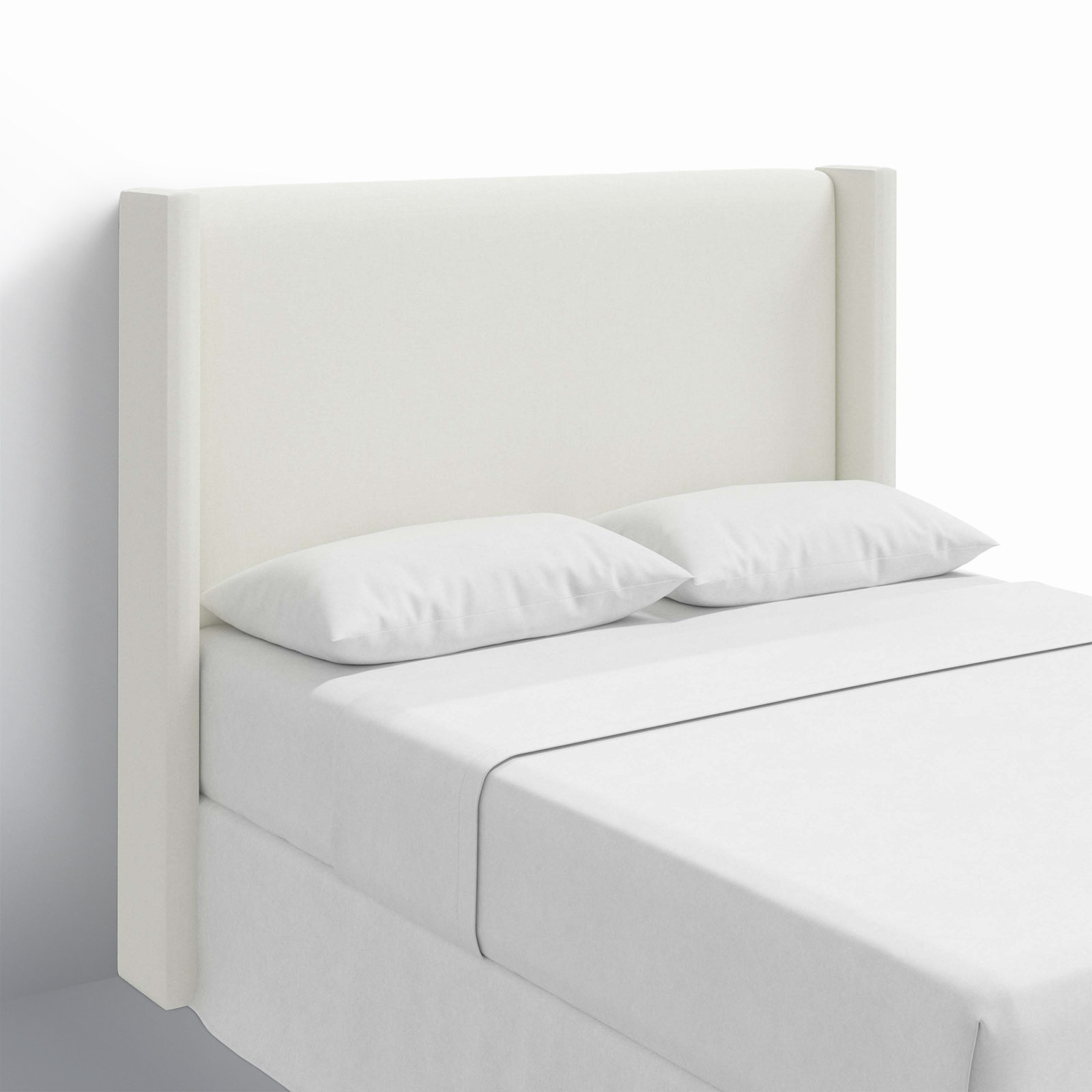 Hanson Upholstered Headboard, King, Zuma White Textured Linen