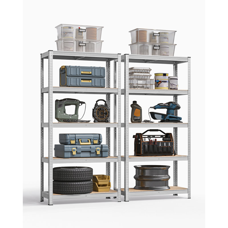 90cm W Steel Height -Adjustable Shelving Unit, Silver