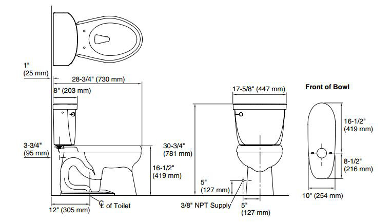 Memoirs® Stately Comfort Height 1.28 GPF Elongated Two-Piece Toilet, Black Black, Left-Hand