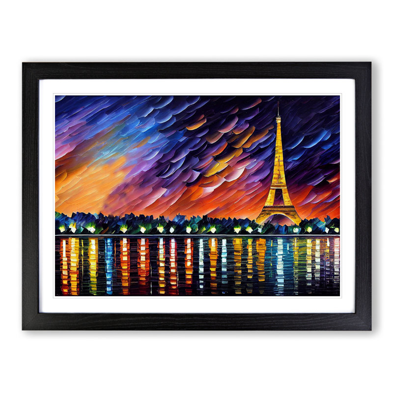 Eiffel Tower Paris Vol.5 - Single Picture Frame Painting, 46cm H x 64cm W x 2cm D, Black