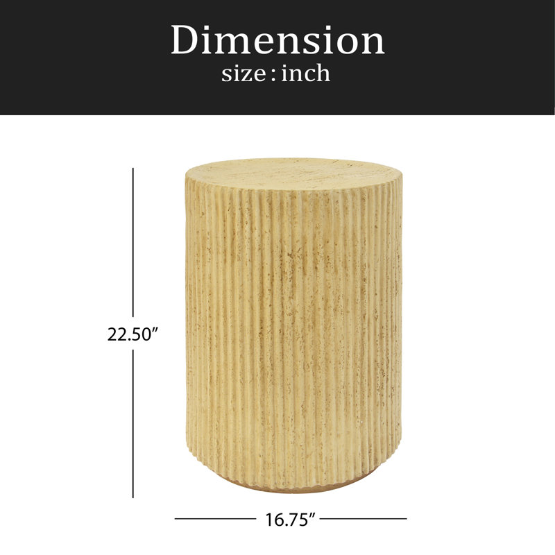 Cylindrical Side Table, Wood-Like Texture