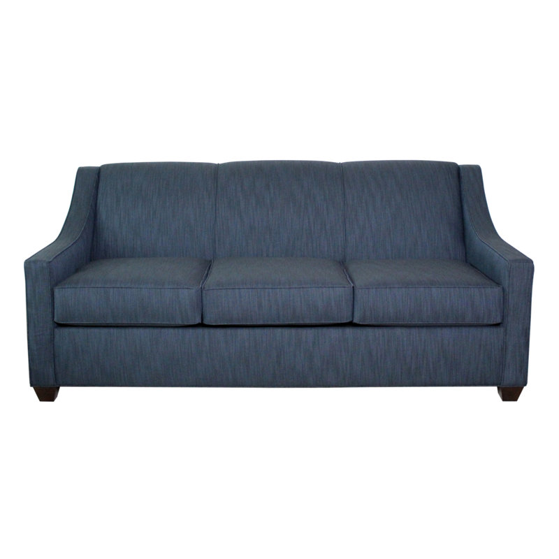 Phillips Square Arm Sofa with Reversible Cushions, Ridgecrest Midnight, 34.5" H x 76" W x 36" D, Montana Walnut