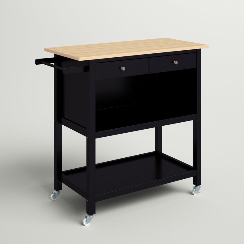 Carle Wood Kitchen Island, Black