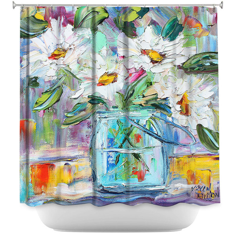 Rideau de douche simple marguerites