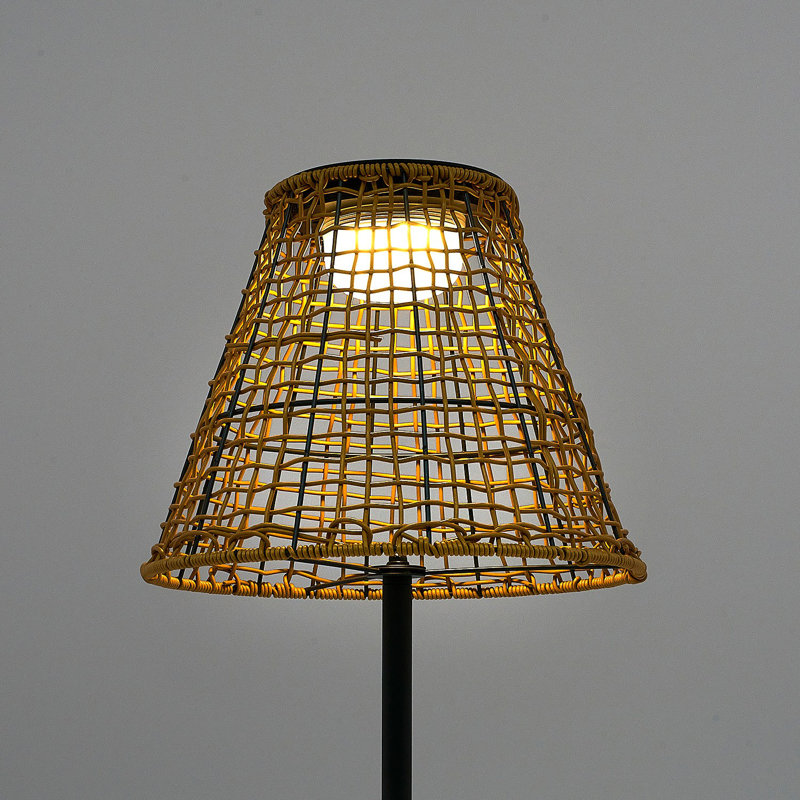 Stylish Solar Wicker Floor Lamp, Oak, 12.6 in Diameter x 25.2 in Height | IP65 Weather Resistant, 1 x 2 4W Integral LED (3000K, 80 Lm) | Assembled & Perfect for Indoor/Outdoor Ambiance