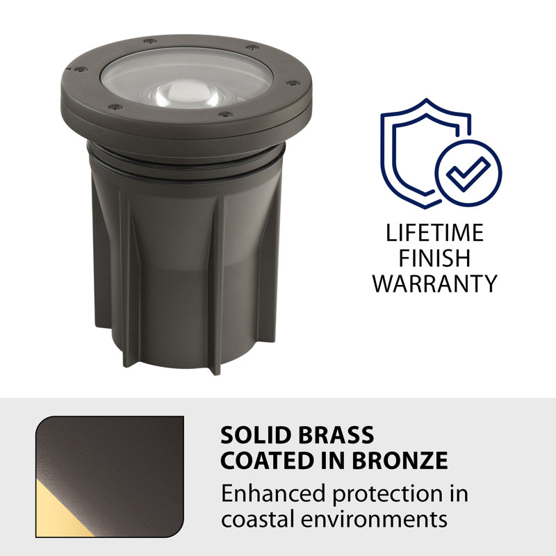 WAC 6in LED 12V Adjustable Grand Inground Recessed Light, 3000K, Solid Brass Coated in Bronze