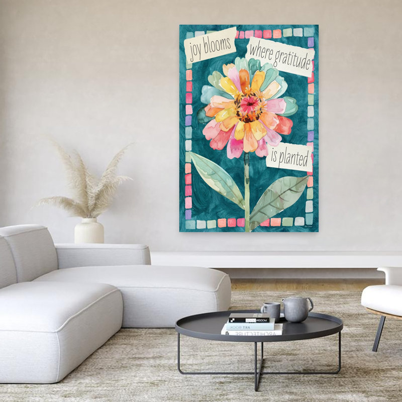 Joy, fleur inspirante, fleur, fantaisie colorée, art abstrait, H 60 po x l 40 po