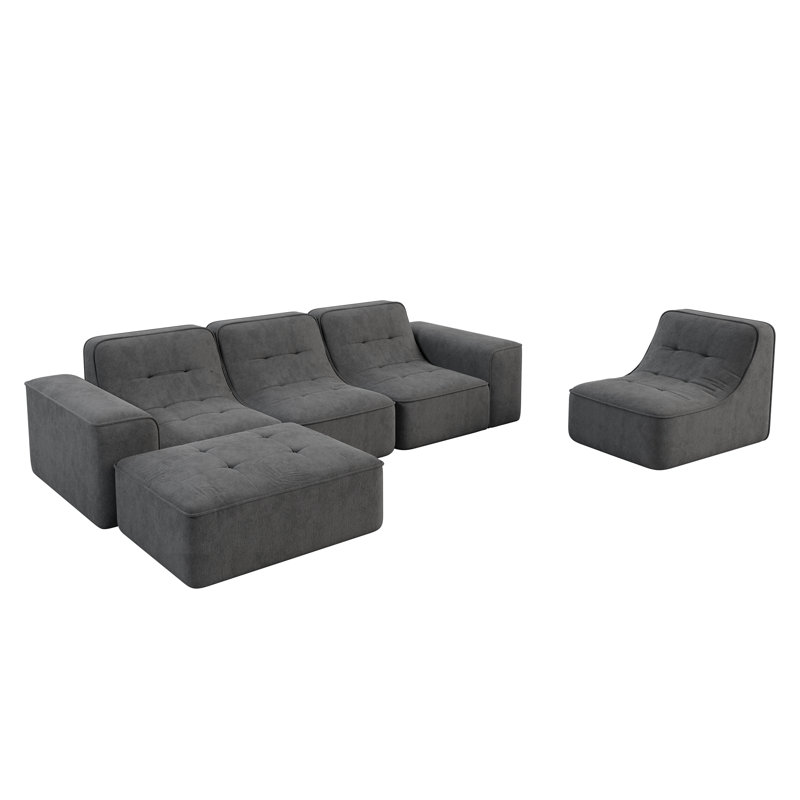 Canapé modulaire de 143,7 po, Gris