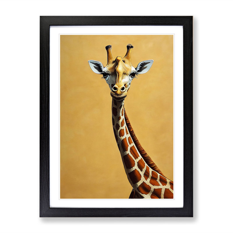 Cute Giraffe - Single Picture Frame Print, Black, 46cm H x 34cm W x 2cm D