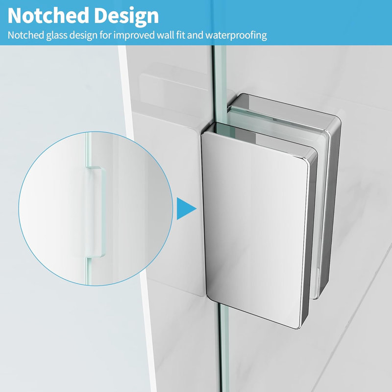 Porte de douche en verre de 30 po de largeur, porte en verre trempé de 10 mm de 3/8 po, fixation réversible, apparence brossée pour panneau de salle de bain, installation, couleur