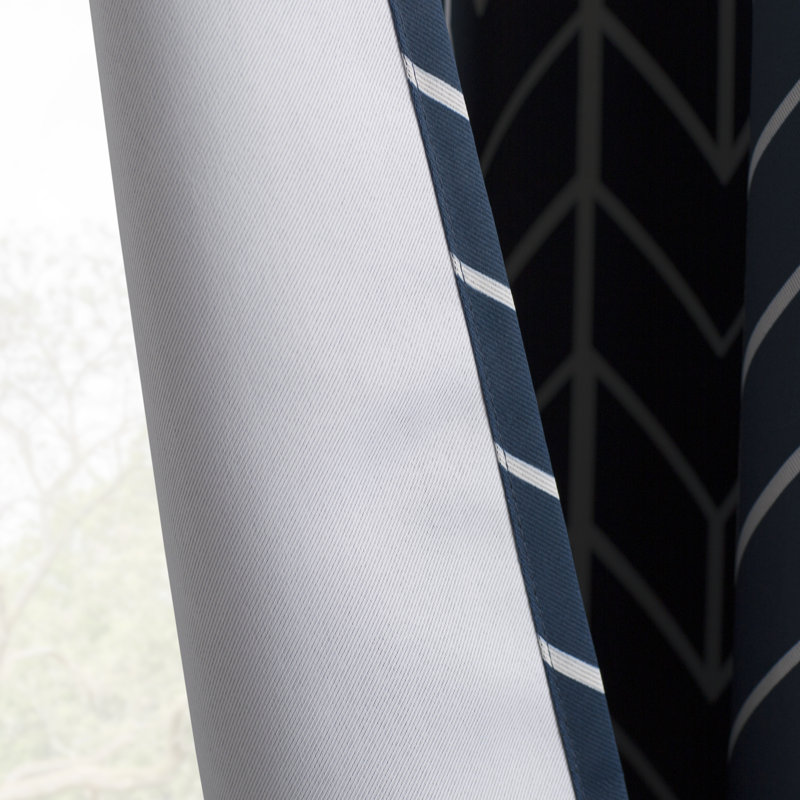 Polyester Chevron Blackout Curtain Panel - Basics by Wayfair™, 40" W x 63" L, Navy