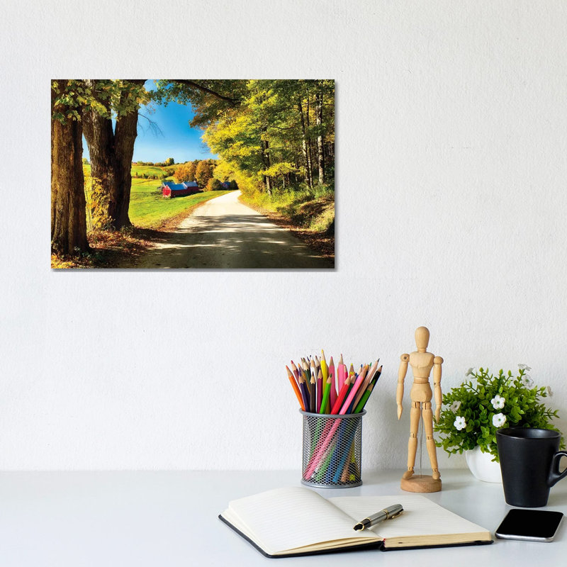 Vermont Farm Along A Country Road by George Oze - Wrapped Canvas Print, 20.32 cm H x 30.48 cm W