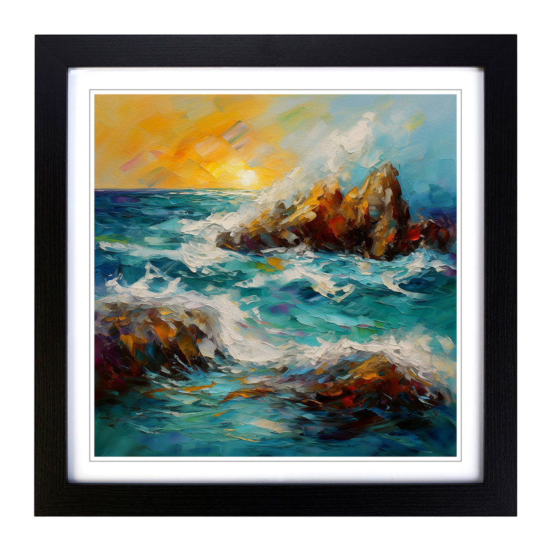 Ocean Palette Knife Painting No.6 - Framed Print, Black
