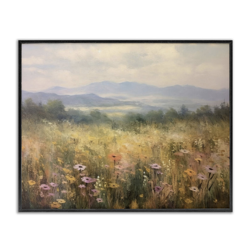 Fleurs de prairie et montagnes, estampe numérique, design par LSR Creative Studio, H 11 po x l 14 po