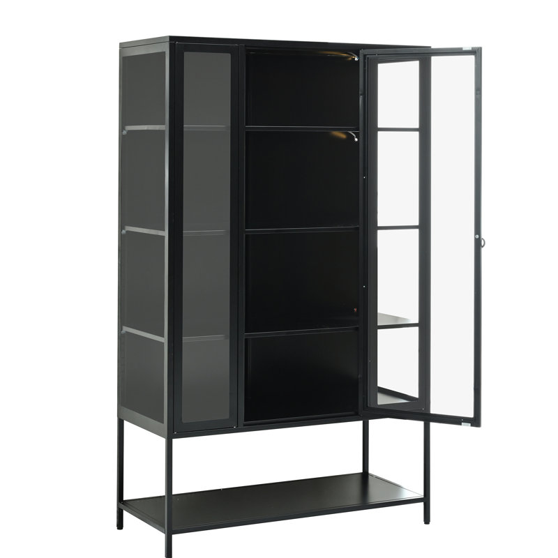 Armoire en acier avec porte en verre et lumières DEL