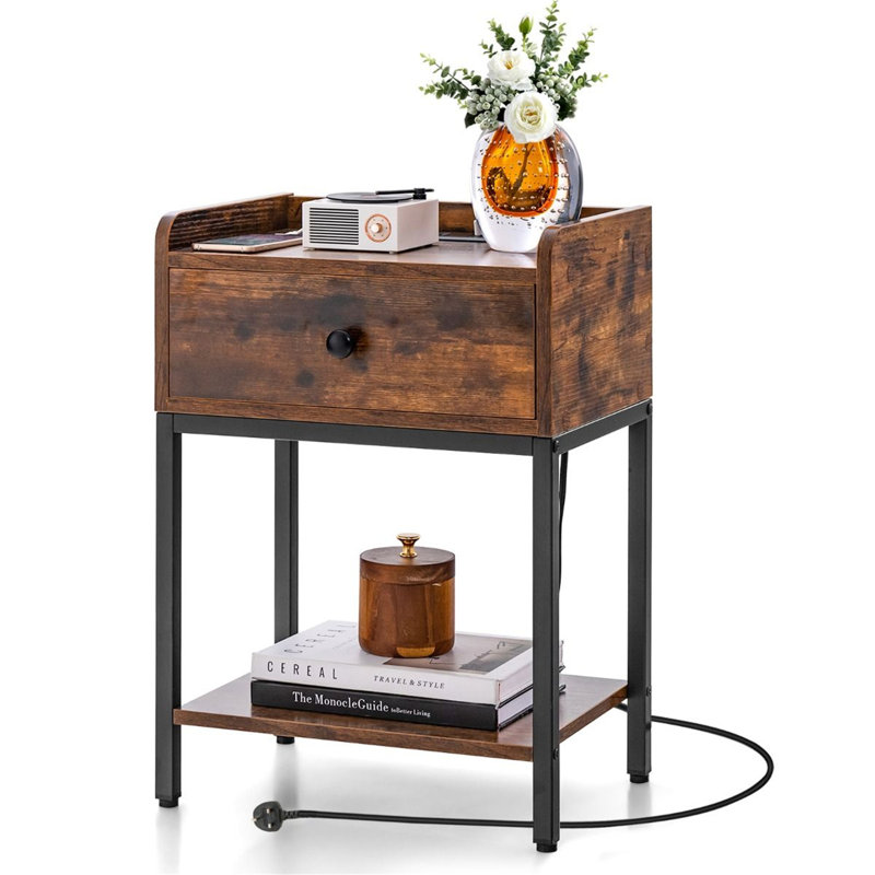40cm W Metal Bedside Table