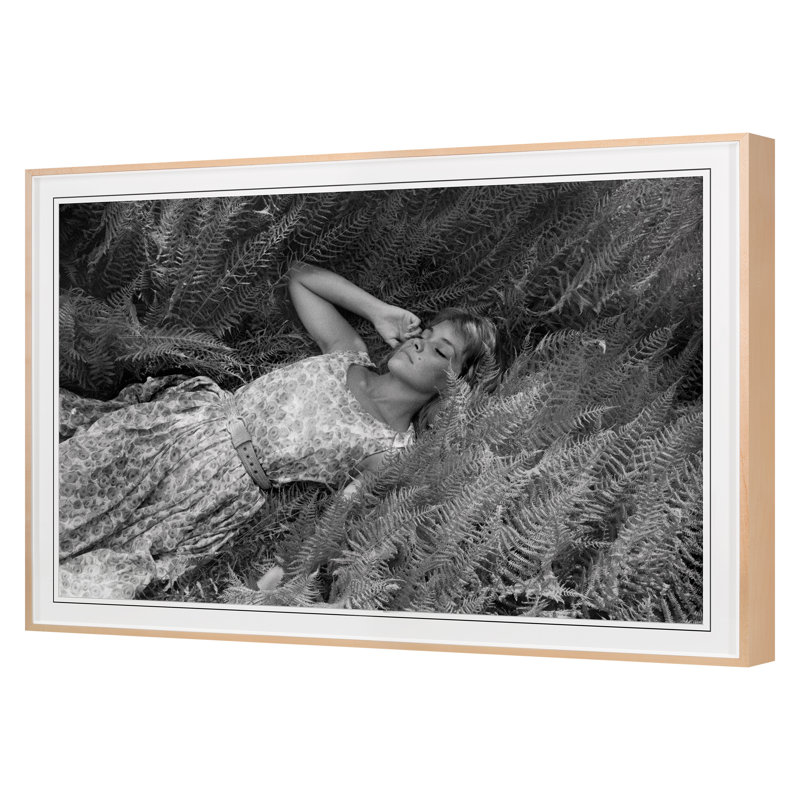 Woman In Field Print by Grand Archives, Maple Framed, 24" H x 34" W