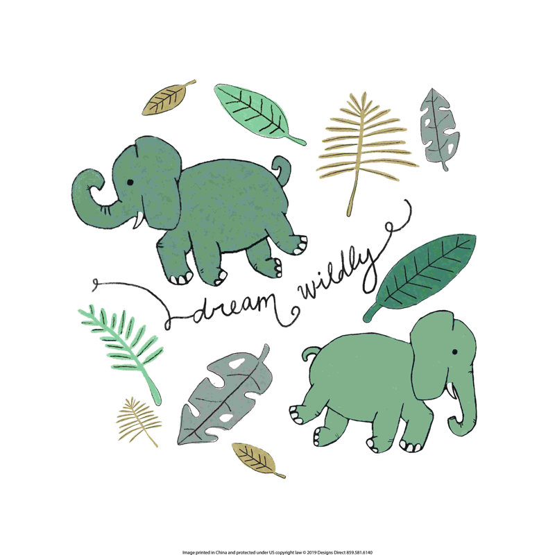 Elephants Dream Wildly, H 20 po x l 20 po