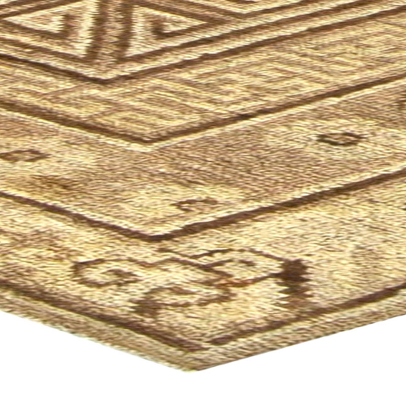 Tapis en laine tissé à la main beige et brun Vintage Samarkand