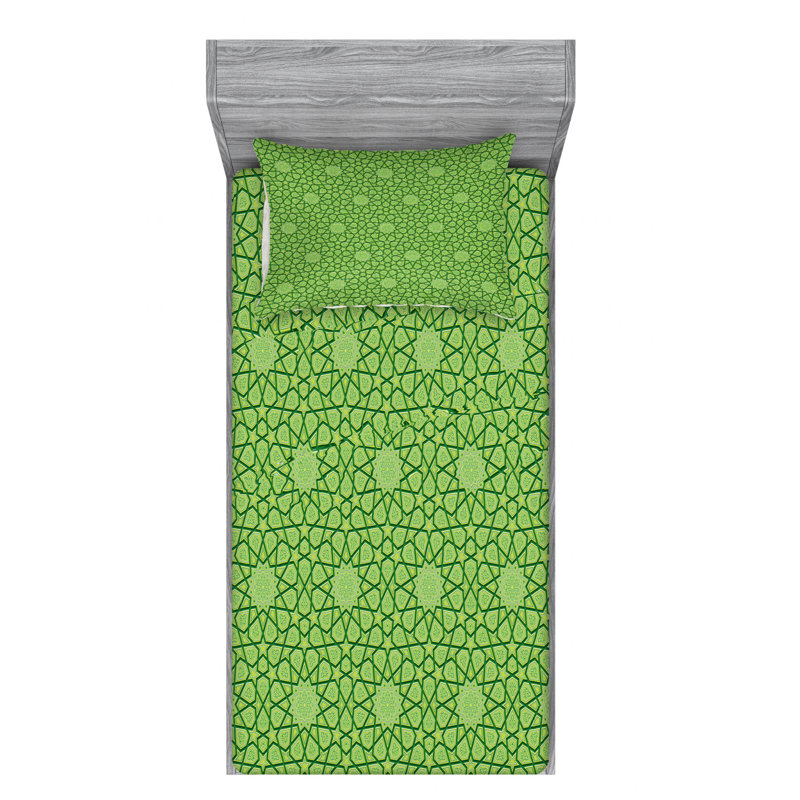 Microfiber Geometric Sheet Set, Twin XL Sheet Set with Fitted Sheet