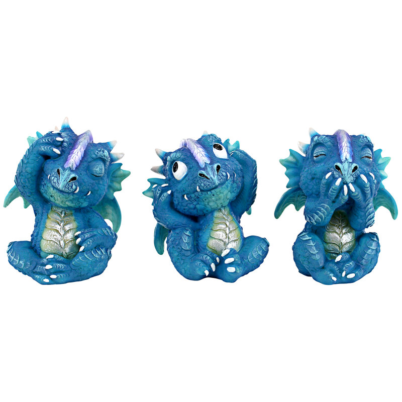 Ensemble de 3 statues de dragon mauve