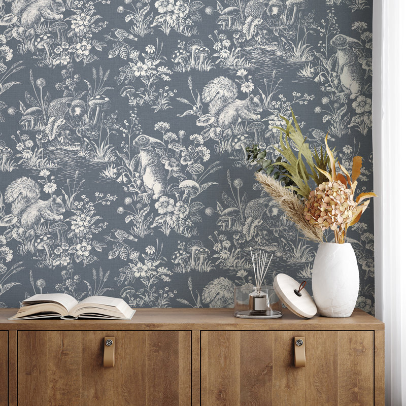 Eames Blue Forest Friends Wallpaper