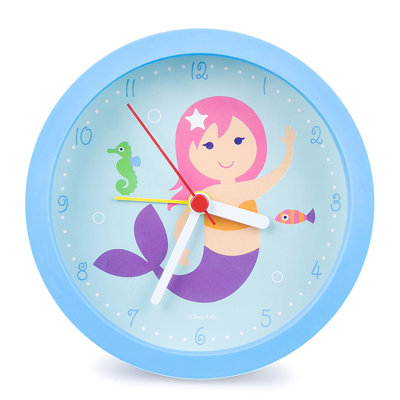 Mermaids Analogue Quartz Movement / Crystal Tabletop Clock with Alarm in Blue