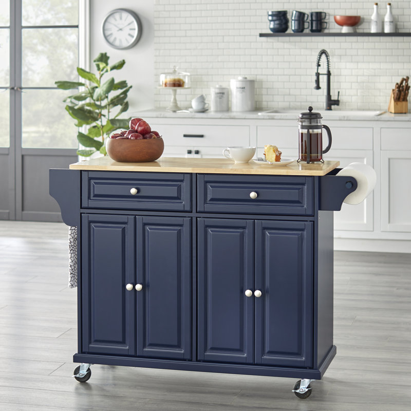 Idlewild Solid Wood Top Kitchen Cart, Indigo