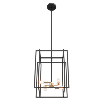 Luminaire de style lanterne de ferme rustique à 4 lumières à intensité réglable