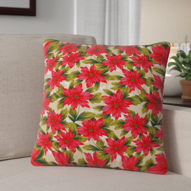 Coussin décoratif poinsettia Jade, 20 po x 20 po