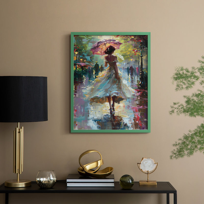 Series CMXII Framed Print - Solid Wood, Green, 15" H x 12" W